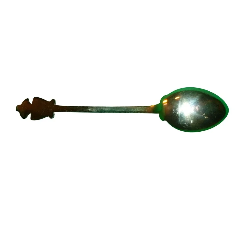 Vintage Toledo Spain Damascene Souvenir Spoon Shield Finial Gold Tone 4.5 Inch